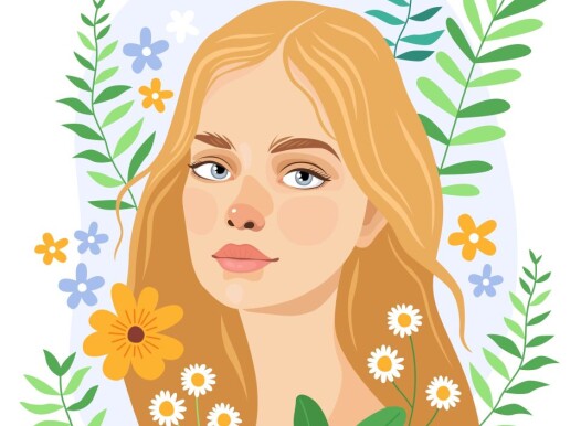 Portrait,Of,A,Cute,Pretty,Blonde,Girl,Surrounded,By,Flowers.