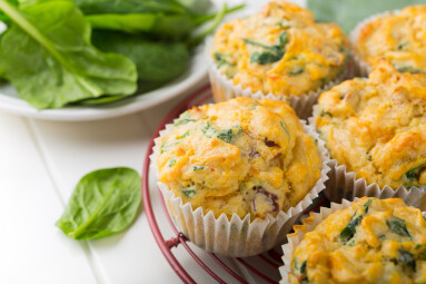 Muffins,With,Spinach,,Sweet,Potatoes,And,Cheese,On,White,Background.