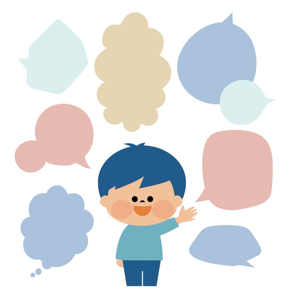 Illustration,Of,Smiling,Children,Having,A,Conversation