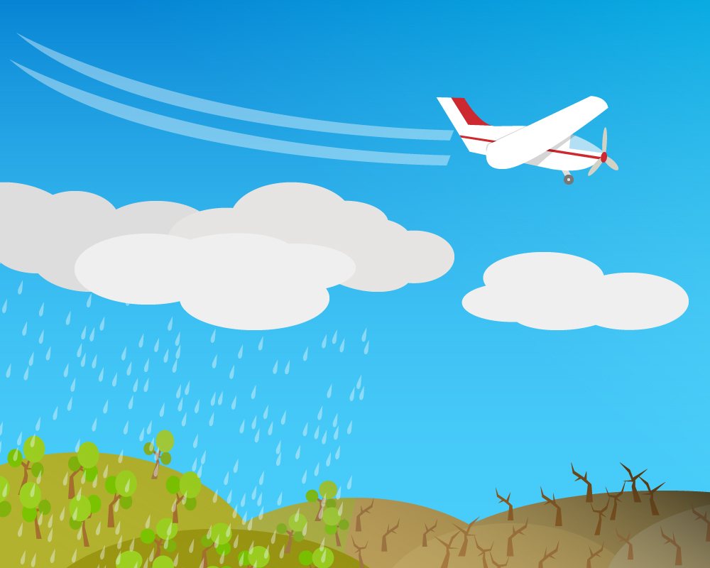 Artificial,Rain,,Rainmaking,,Cloud,Seeding,vector