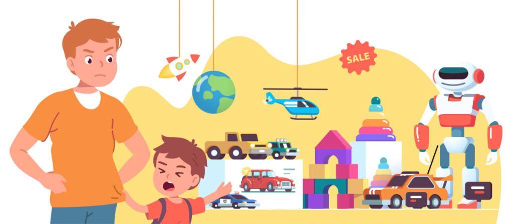 Capricious,Boy,Kid,Crying,Asking,Mother,To,Buy,Robot,In