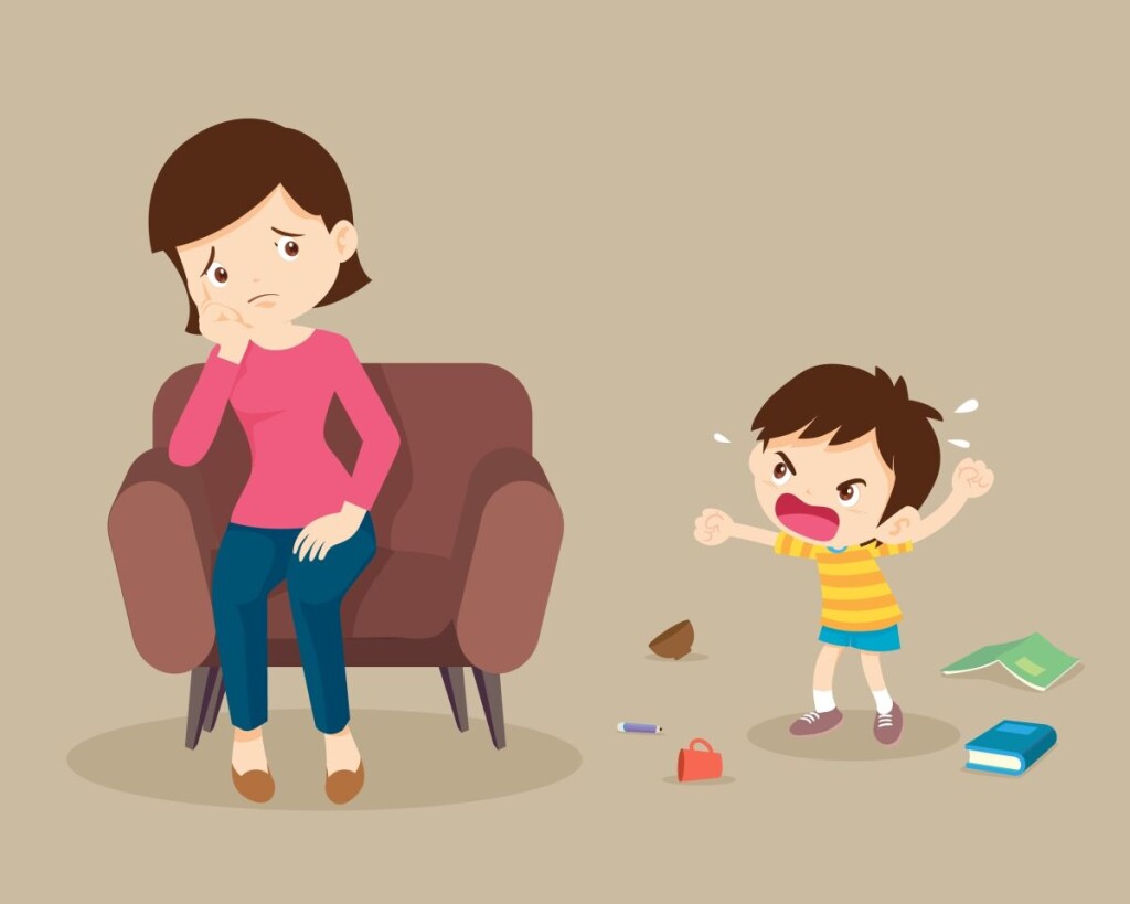 Angry,Boy,Scold,To,Worry,Mother.,Aggressive,Kid,Screams,At