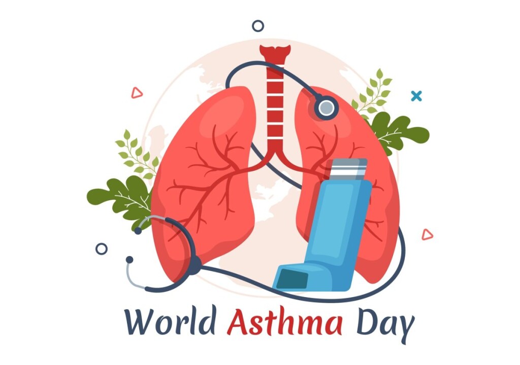 World,Asthma,Day,On,May,2,Illustration,With,Inhaler,And