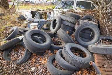 Bastnas,,Varmland,,Sweden.,November,3,,2024.,Old,Tires,And,Junked