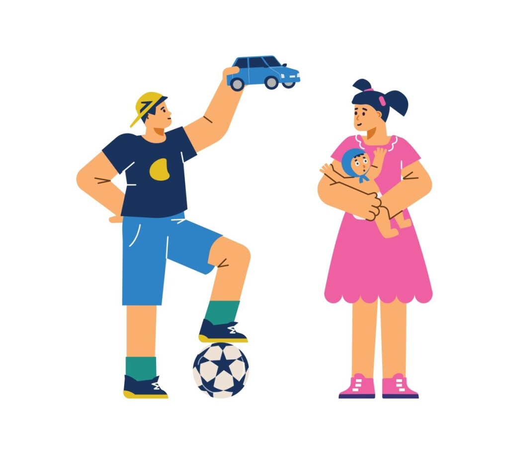 Cute,Boy,And,Girl,Children,With,Different,Toys,Flat,Style,