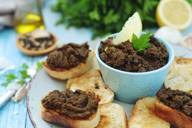 A,Bowl,With,Tapenade,-,Traditional,Olive,Dip,In,Mediterranean