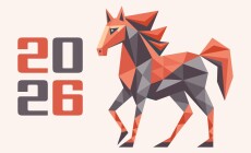 Happy,New,Year,Background,With,A,Geometric,Polygonal,Horse,Silhouette