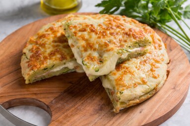 Italian,Focaccia,With,Zucchinis,Cheese,And,Ham