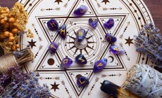 Rose,Quartz,Crystals,And,Scandinavian,Runes,Made,From,Natural,Amethyst,