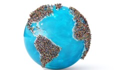 The,Problem,Of,Overpopulation.,Earth,Full,Of,People,On,A