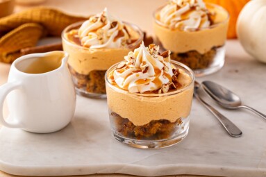 Pumpkin,Dessert,In,A,Cup,,Pudding,Or,No,Bake,Cheesecake