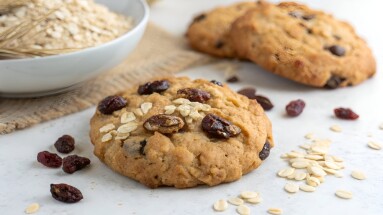 A,Freshly,Baked,Oatmeal,Raisin,Cookie,With,Visible,Oats,And