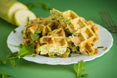 Healthy,Dish,-,Zucchini,And,Greens,Waffles.