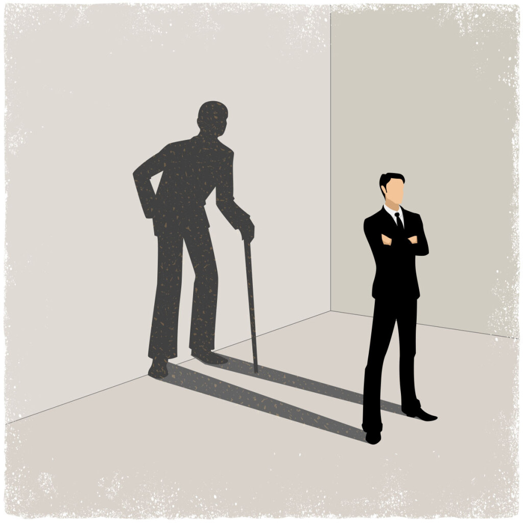 Young,Man,Casting,Shadow,Of,Old,Man,In,Vector