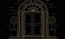 Golden,Vector,Illustration,Of,An,Open,Door,To,A,Georgian