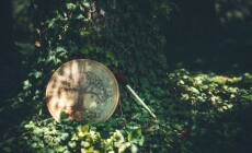 Shamanic,Drum,In,Nature,,Shamanic,Drum,Made,Of,Deer,Goat.