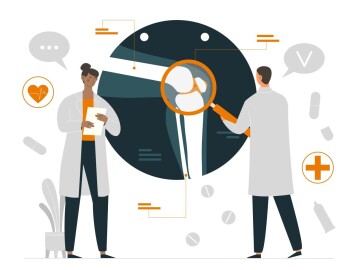 Concept,Of,Rheumatology.,Man,And,Woman,Evaluate,Joint,And,Check