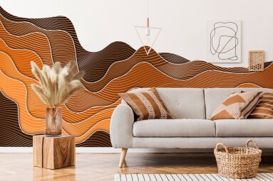 Brown,Color,Shade,Wave,Pattern,Wall,Decal,In,Modern,Boho