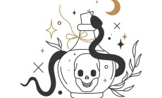 Witch's,Potion.,Halloween,Bottle,With,Magic,Potion,,Skull,Inside,And