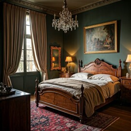 Moody,Old,Money,Inspired,Home,Of,French,Style,Small,Bedroom