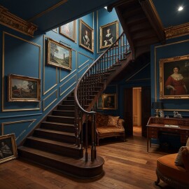 Moody,Old,Money,Inspired,Home,Of,French,Style,Staircase,In