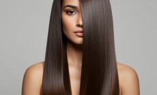 Ethnic,Woman,With,Extra,Shiny;smooth,Straight,Thick,Hair,,Results,From