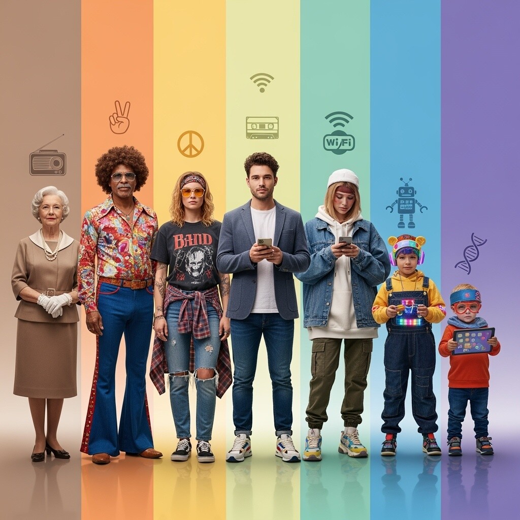 An,Image,Representing,Generations:,Silent,,Baby,Boomers,,Generation,X,,Millennials,