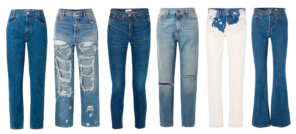 A,Set,Of,Fashionable,Jeans,On,A,White,Background