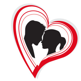 Vector,Lovers.,Silhouette,Of,Man,And,Woman,With,Heart