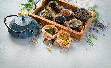 Herbal,Tea,On,Gray,Background