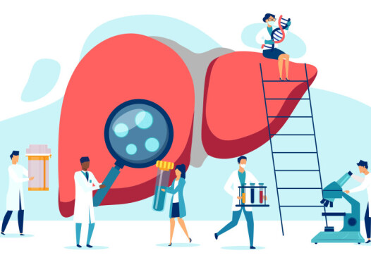 Vector,Of,A,Group,Of,Doctors,Examining,Patient,Liver,,Performing