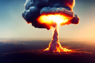 Nuclear,Explosion.,Atomic,Mushroom,Detonation.,Aerial,View,Planet,Earth.,Bomb