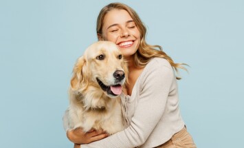 Young,Smiling,Happy,Cheerful,Owner,Woman,With,Her,Best,Friend