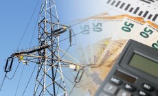 Electricity,Pylon,With,Calculator,And,Euro,Bills,Symbolizing,Rising,Energy