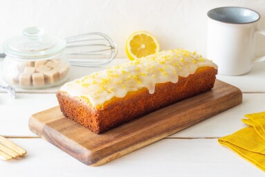 Lemon,Loaf,Cake,With,Glaze.,Baking.,Vegetarian,Food.,Recipe