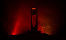 Horror,View,Of,Guillotine.,Close-up,Of,A,Guillotine,On,A
