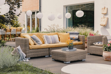 Real,Photo,Of,A,Rattan,Garden,Furniture,Set,With,Lamps