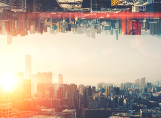 Futuristic,Multiverse,World,Concept.,Downtown,With,Skyscrapers,Skyline,Under,And