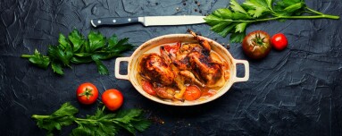 Juicy,Quail,Stewed,In,Tomato,Sauce.,Delicious,Dietary,Meat.,Baked