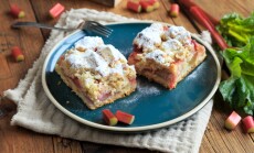 Freshly,Baked,Rhubarb,Cake,With,Icing,Sugar