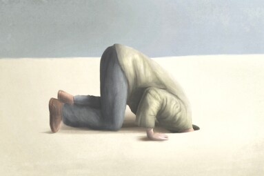 Illustration,Of,Man,Burying,Head,Under,The,Ground,,Surreal,Fear
