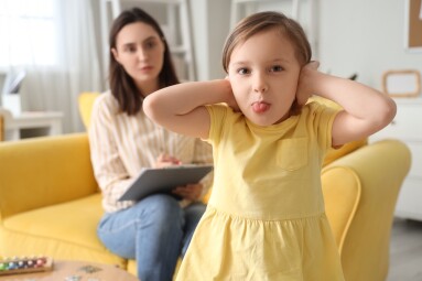 Naughty,Little,Girl,At,Psychologist's,In,Office