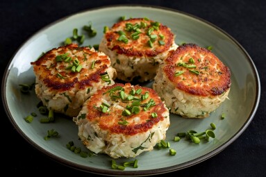 Golden-brown,,Perfectly,Crispy,Crab,Cakes,On,A,Plate