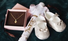 Christening,Accessories,For,Baby,Girl.,Elegant,Gold,Heart,Necklace,In