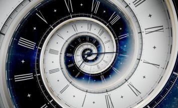 Vintage,White,Spiral,Clock,Dial,With,Roman,Numerals,In,White