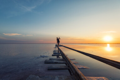Woman,At,Railway,In,The,Salty,Lake