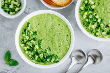 Cucumber,Gazpacho.,Green,Fresh,Cold,Summer,Soup.,Top,View