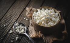 Farmers,Cottage,Cheese,In,A,Clay,Bowl,,Next,To,A