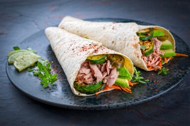 Italian,Style,Wrap,Piada,Wheat,Tortilla,With,Tuna,Fish,,Vegetable