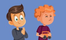 Selfish,Kid,Does,Not,Share,Toy,Vector,Cartoon,Illustration.,Mean